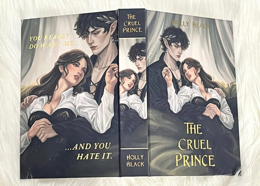 Book titled 'The Cruel Prince' by Holly Black with illustrated covers on a white background